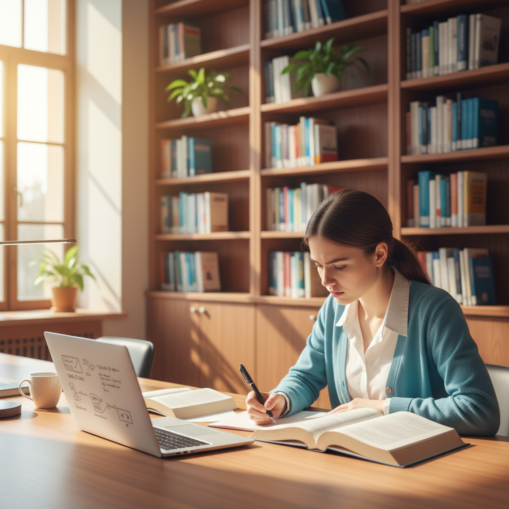 Apprenti utilisant un assistant IA pour réviser ses examens en CFA