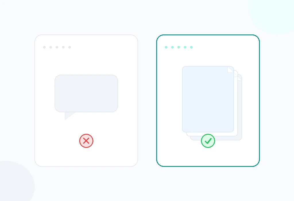 Illustration du parcours d'une question client dans un chatbot generaliste versus un chatbot RAG