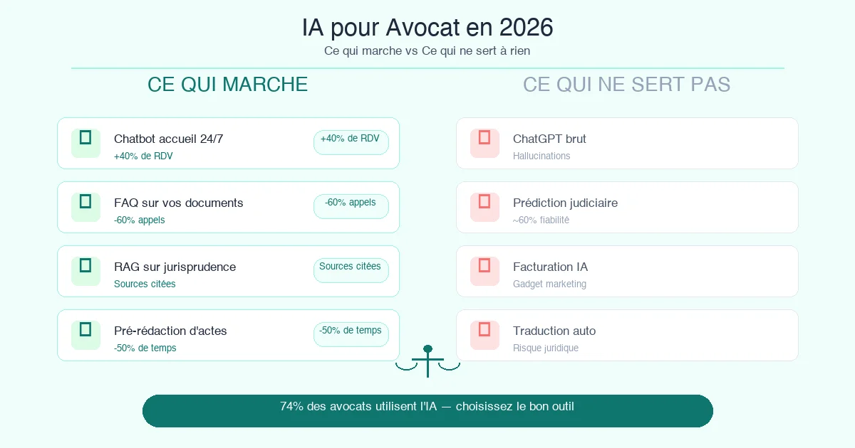 IA pour Avocat en 2026 : Ce Qui Marche Vraiment
